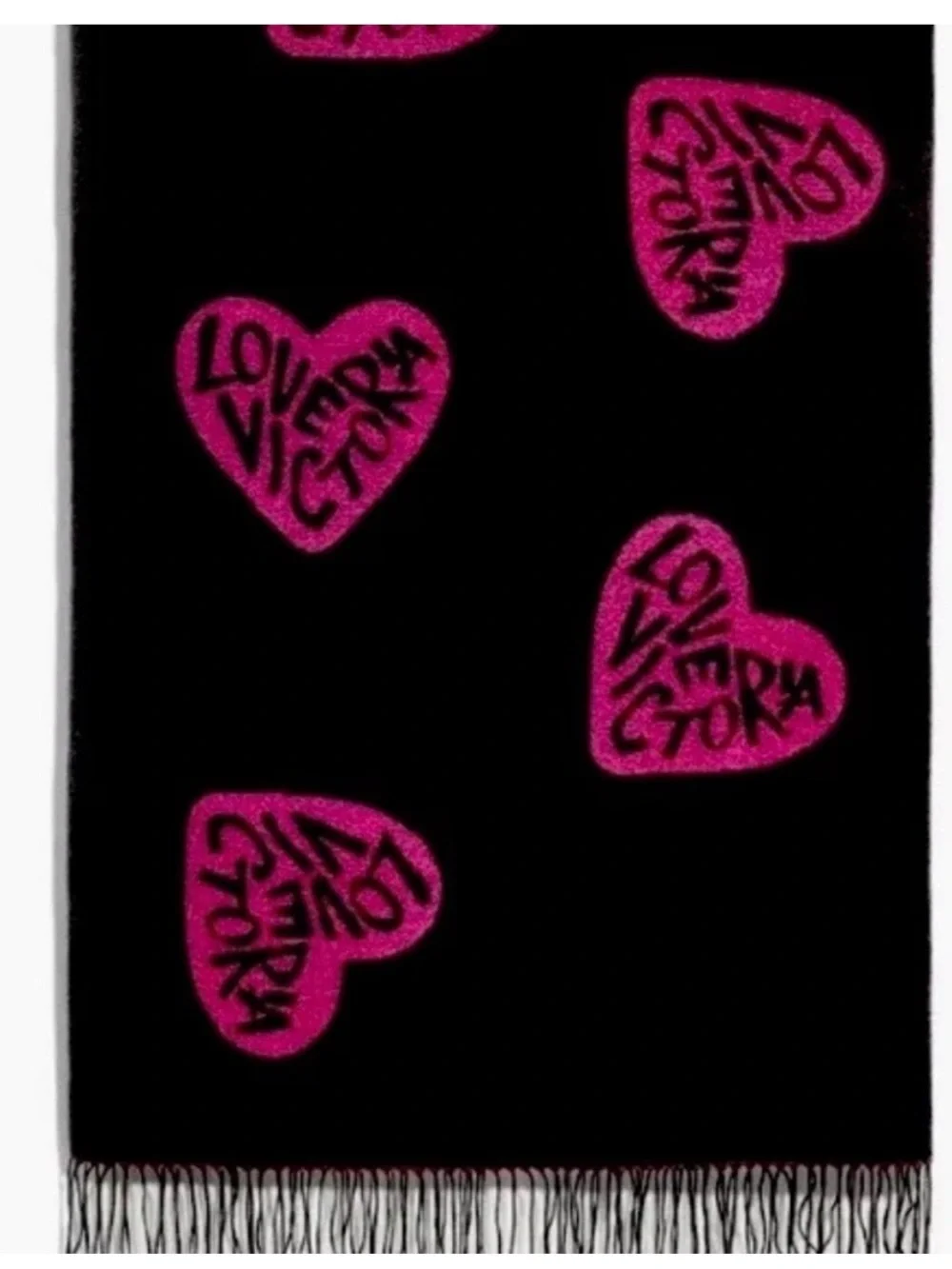 Victoria's Secret Throw Blanket Black Pink HEART Logo 50